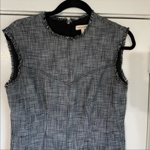 Rebecca Taylor Sleeveless Fit and Flare Grey Dress, raw hems - Picture 4 of 6
